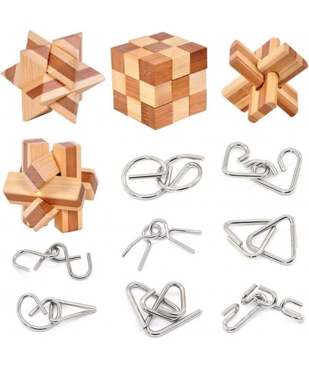 Bamboo 3D Puzzle Metal Brain Teasers Puzzles Mind Game Toys Set for Teens and Adults Pack of 12pcs $41.97 - Brain Teaser Puzzles