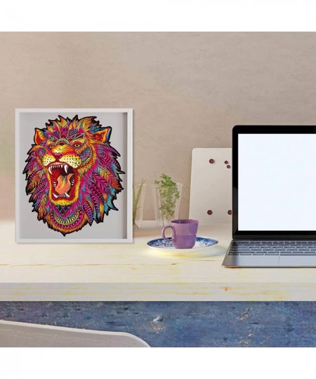 Lion Wooden Jigsaw Puzzles for Adults Unique Animal Shape Jigsaw Puzzle Vivid Colors Jigsaw Puzzles Best Gift for Adults Chal...