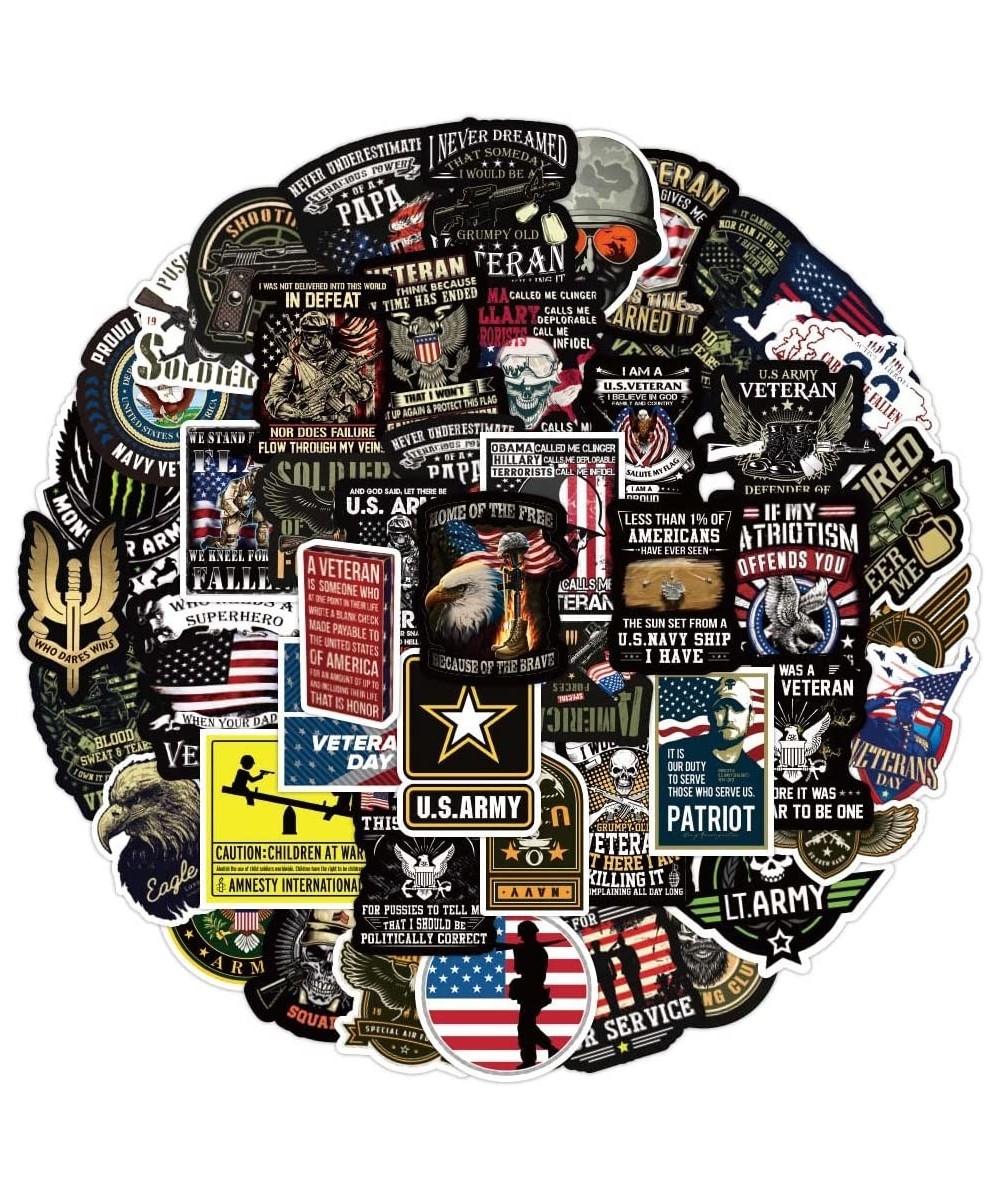 Stickers of American Veteran 50Pcs Military Decals of US Old Soldier for Laptop Computer Guitar Notebook Car Bike Durable Gra...