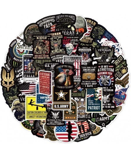 Stickers of American Veteran 50Pcs Military Decals of US Old Soldier for Laptop Computer Guitar Notebook Car Bike Durable Gra...