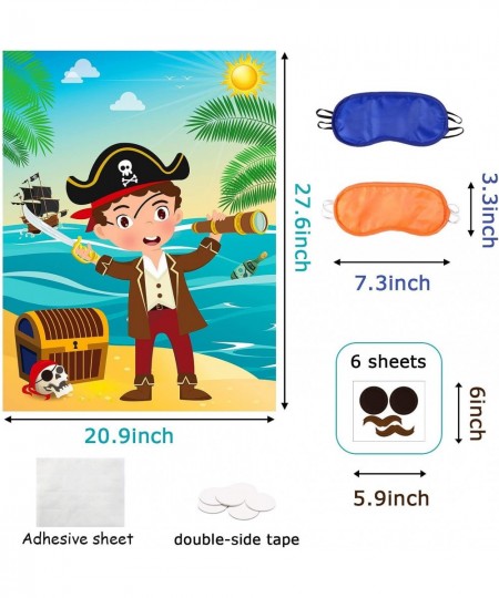 Pirate Stickers Party Games for Kids Pin The Eye Patch and Mustache On The Pirates Poster Birthday Party Favors Pin Game Incl...