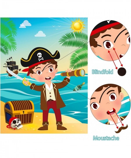 Pirate Stickers Party Games for Kids Pin The Eye Patch and Mustache On The Pirates Poster Birthday Party Favors Pin Game Incl...