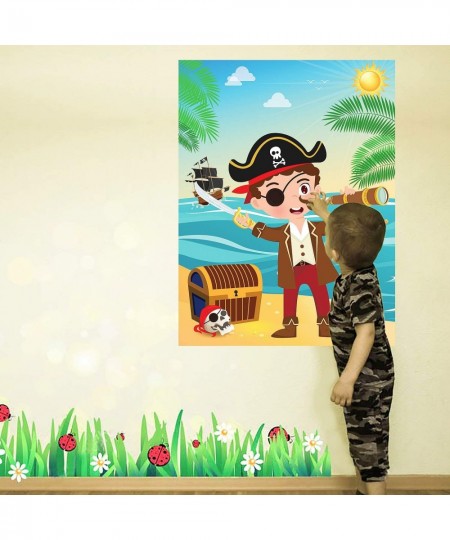 Pirate Stickers Party Games for Kids Pin The Eye Patch and Mustache On The Pirates Poster Birthday Party Favors Pin Game Incl...