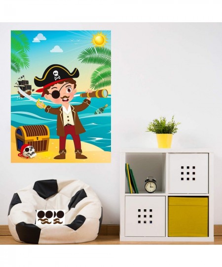 Pirate Stickers Party Games for Kids Pin The Eye Patch and Mustache On The Pirates Poster Birthday Party Favors Pin Game Incl...