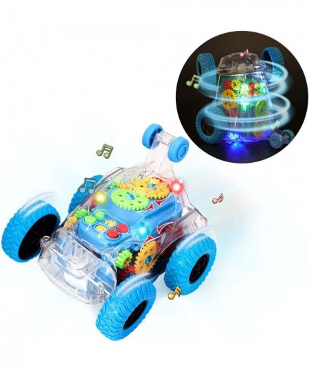 Car Toys for Boys Monster Trucks with Music&Light 360° Rotating Stunt Cars Transparent Mechanical Gear Flip Vehicles Toys Gif...