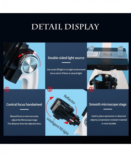 Science Microscope STEM Kit for Kids 300X-1200X High Magnification Includes Prepared Blank Slides and LED Light Educational P...