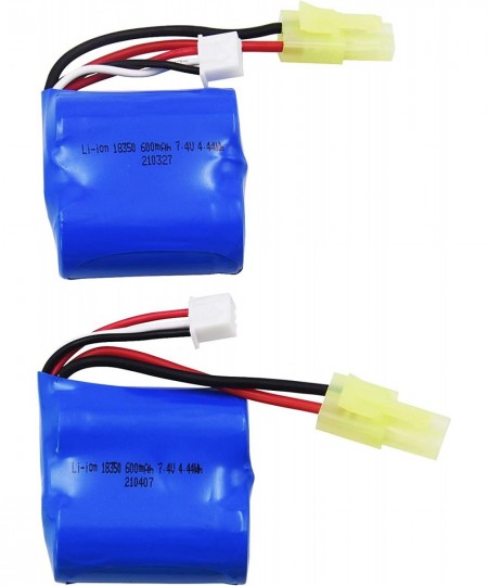 2 Pack 7.4V 600mAh Lithium-ion Battery with Male Mini Tamiya Plug Replacement for Force1 Velocity H102 and SKYTECH TKKJ H106 ...