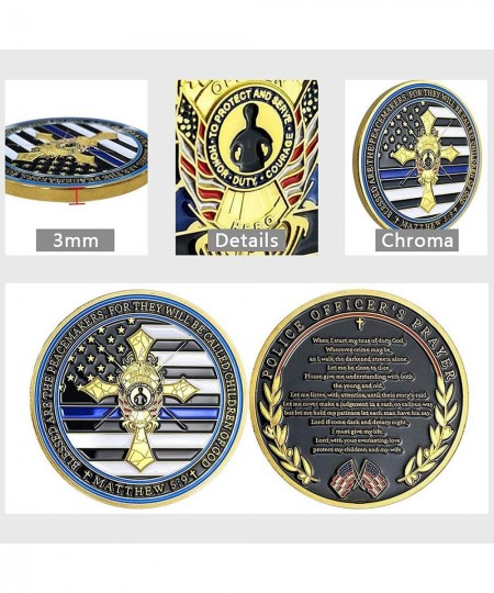 Thin Blue Line Police Officer Prayer Challenge Coin $16.78 - Gags & Practical Joke Toys