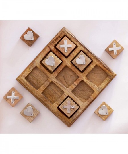 S.B Arts Wooden Tic Tac Toe Game for Kids Classic Wooden Coffee Table Decor Noughts & Crosses Games Classic Board Game Home D...