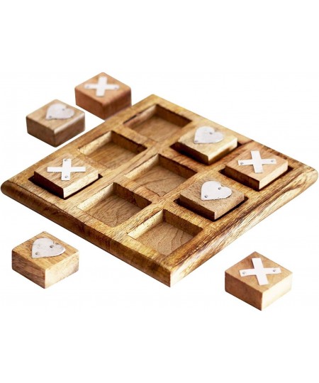 S.B Arts Wooden Tic Tac Toe Game for Kids Classic Wooden Coffee Table Decor Noughts & Crosses Games Classic Board Game Home D...