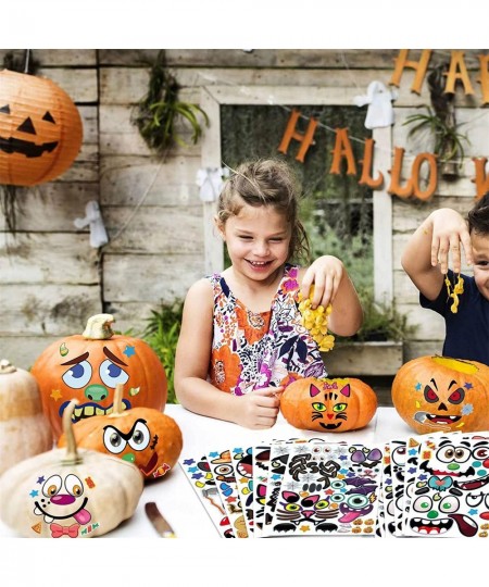 Halloween Pumpkin Decorating Stickers Kit Make 48 Different Faces Jack O Lantern Decorations DIY Craft Pumpkin Decorations St...