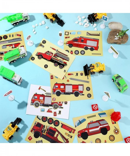 48 Sheets Truck Stickers Kits Make Your Own Truck Stickers with 8 Designs Truck Party Favors for Kids Boy's Kindergarten Fest...