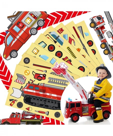 48 Sheets Truck Stickers Kits Make Your Own Truck Stickers with 8 Designs Truck Party Favors for Kids Boy's Kindergarten Fest...