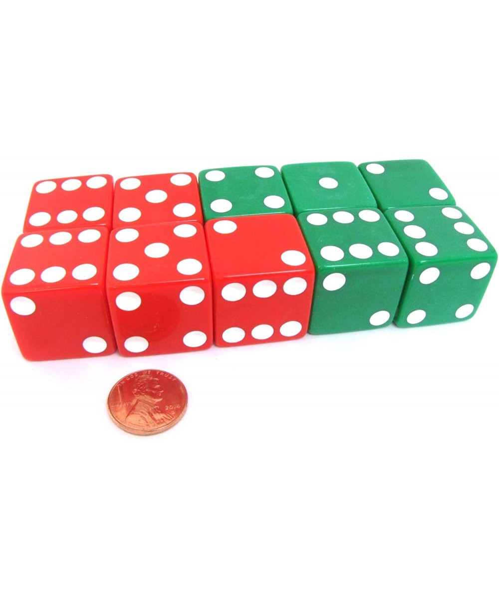 Set of 10 D6 25mm Large Opaque Jumbo Christmas Dice - 5 Each of Red and Green $29.72 - Game Accessories