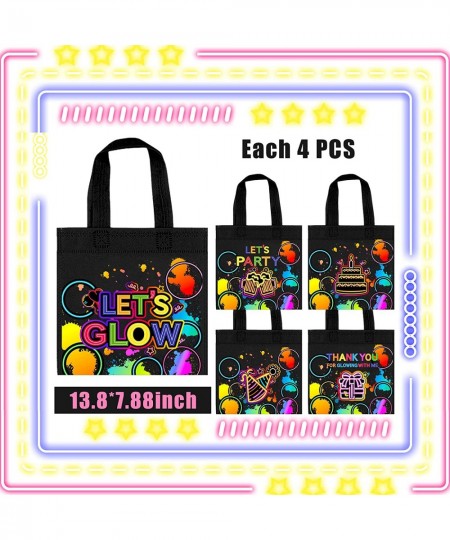 20 PCS Neon Party Favor Bags Glow Birthday Party Supplies Glow in the Dark Party Favor Bags Glowing with Me Goodie Bags for N...