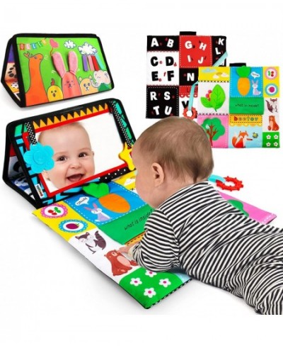 Tummy Time Baby Mirror Toys with Black and White Pattern Double High Contrast 3D Activity Play Crinkle Toys Foldable Baby Mir...