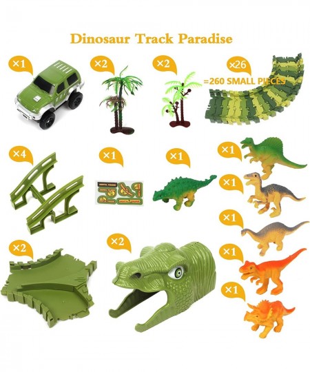 Dinosaur Toys Race Track 280 pcs Flexible Track Playset Dinosaur Theme World Race Toy with Race Car for Toddlers Kids Boys Ag...