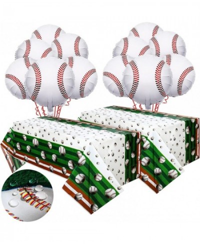 14 Pieces Baseball Party Kit Includes 12 Piece 18 Inch Baseball Balloons 2 Piece 108 x 54 Inch Plastic Disposable Baseball Ta...