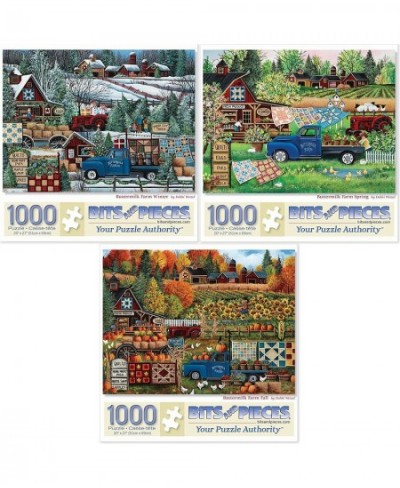 - Value Set of Three (3) 1000 Piece Jigsaw Puzzles for Adults - Each Puzzle Measures 20" x 27" - 1000 pc Buttermilk Farm Wint...