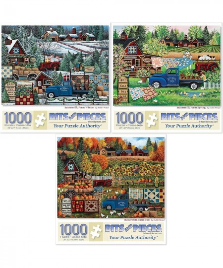 - Value Set of Three (3) 1000 Piece Jigsaw Puzzles for Adults - Each Puzzle Measures 20" x 27" - 1000 pc Buttermilk Farm Wint...