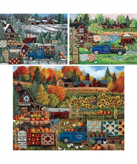 - Value Set of Three (3) 1000 Piece Jigsaw Puzzles for Adults - Each Puzzle Measures 20" x 27" - 1000 pc Buttermilk Farm Wint...