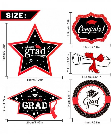 25Pcs Graduation Centerpiece Sticks with Glue Points Class of 2022 Table Toppers Congrats Grad Photo Booth Props Black and Re...