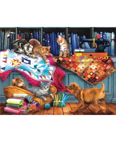 Quilting Room Mischief 300 pc Jigsaw Puzzle $33.83 - Jigsaw Puzzles