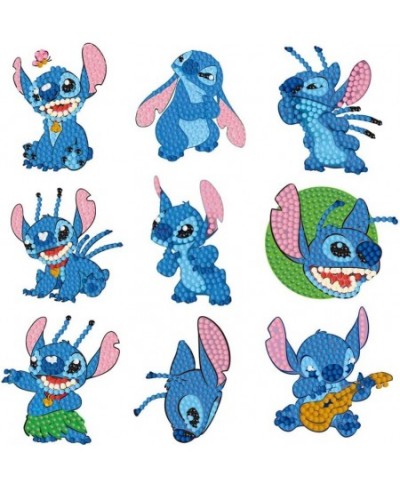 9 Pcs 5D Diamond Painting Stickers Kits Stitch for Kids Arts and Crafts for Kids Ages 8-12 Easy to DIY Creative Diamond Mosai...