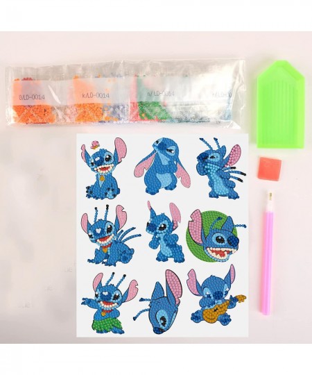 9 Pcs 5D Diamond Painting Stickers Kits Stitch for Kids Arts and Crafts for Kids Ages 8-12 Easy to DIY Creative Diamond Mosai...