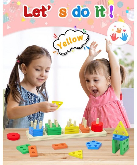 Montessori Toys for 1 2 3 Years Old Boys Girls Wooden Sorting & Stacking Toys for Toddlers and Kids Preschool Color Recogniti...