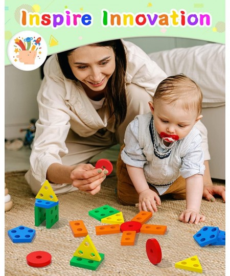 Montessori Toys for 1 2 3 Years Old Boys Girls Wooden Sorting & Stacking Toys for Toddlers and Kids Preschool Color Recogniti...