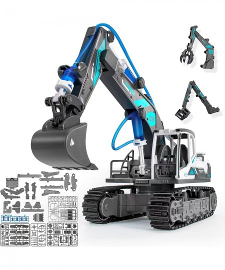 Excavator Toy 3 in-1 Robotic Arm Kit with Hydraulic & Pneumatic Systems and Replaceable Fire Engine/Grab Arm Science Kit for ...