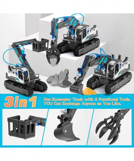 Excavator Toy 3 in-1 Robotic Arm Kit with Hydraulic & Pneumatic Systems and Replaceable Fire Engine/Grab Arm Science Kit for ...