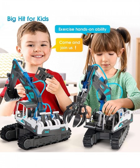 Excavator Toy 3 in-1 Robotic Arm Kit with Hydraulic & Pneumatic Systems and Replaceable Fire Engine/Grab Arm Science Kit for ...