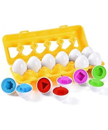 Playtime Matching Eggs for Toddlers: 12 Matching Eggs with Coordinated Shapes and Colors Montessori Toys Stocking Stuffers fo...