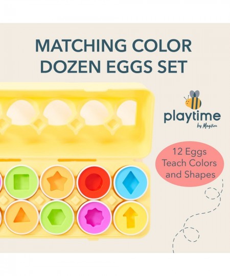 Playtime Matching Eggs for Toddlers: 12 Matching Eggs with Coordinated Shapes and Colors Montessori Toys Stocking Stuffers fo...