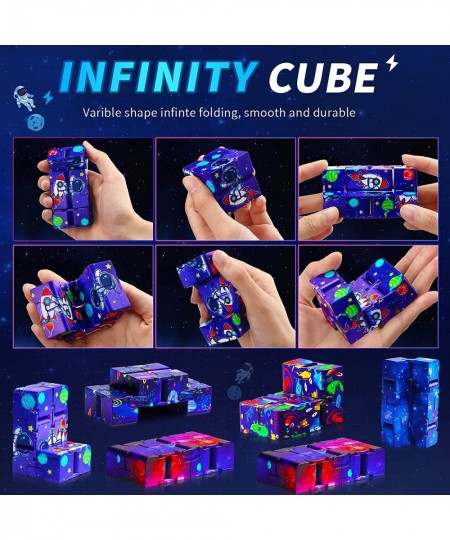 20 Pcs Galaxy Infinity Cubes Bulk Fidgets Toys Gifts Space Astronaut Sensory Stress Anxiety Relief Universe Hand Mini Kill Ti...