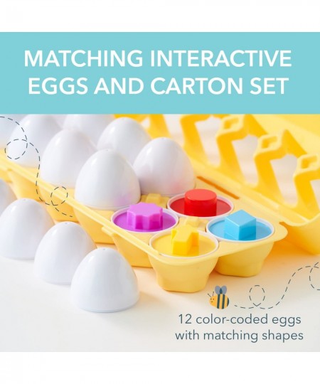 Playtime Matching Eggs for Toddlers: 12 Matching Eggs with Coordinated Shapes and Colors Montessori Toys Stocking Stuffers fo...