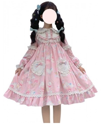 Teen Girls Sweet Lolita Princess Dress Cute Anime Bunny Print Long Sleeve Cosplay Costume Gothic Kawaii Party Dresses $67.91 ...