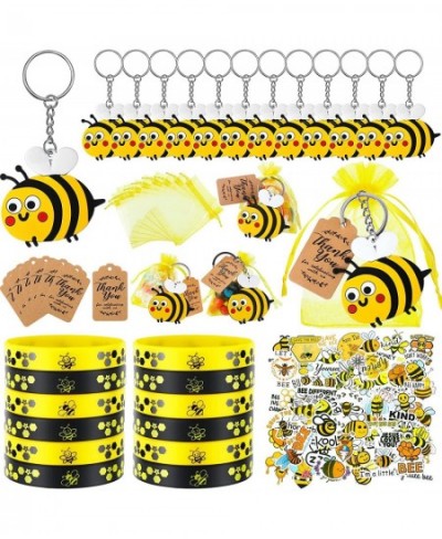 98 Pcs Bee Party Favors Supplies with Cute Bee Keychains Bee Rubber Bracelets Thank You Card Tags Organza Gift Bags and Honey...