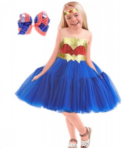 Toddler Girl Super Hero Girls Costume Dress Up Sequins fluffy Backless Tulle dresses for Halloween Birthday Party $46.38 - Ki...