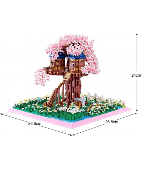 YUJNS Sakura Tree House Building Micro Blocks Set Architecture Mini Bricks of Japanese Cherry Blossom Bonsai Modle Kit Gift f...