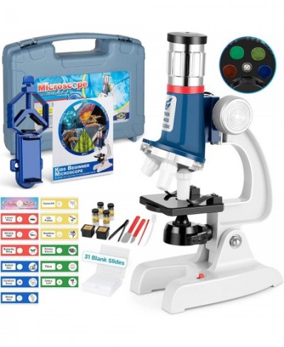 58-pcs Microscope Kit for Kids 5-7 8-12 100X-1200X Kids Microscope with Metal Body Microscope Carrying Box LED Light Science ...