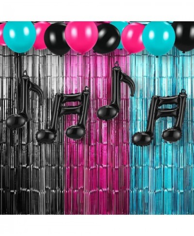 Music Party Decorations Includes Rose Red Blue Black Tinsel Curtains Music Balloons Music Note Balloons for Music Party Photo...