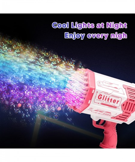 Bubble Gun New Upgrade 76 Holes Bazooka Bubble Gun Rocket Bubble Machine with Colorful Lights Bubble Makers Toys for Kids Adu...