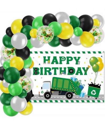 77PCS Garbage Truck Birthday Decorations Kit Trash Can Waste Recycling Management Happy Birthday Backdrop Banner & Balloon Ga...