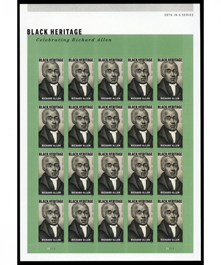 Richard Allen Black Heritage Sheet of Twenty Forever Stamps Scott 5056 $58.16 - Collectible Postage Stamps