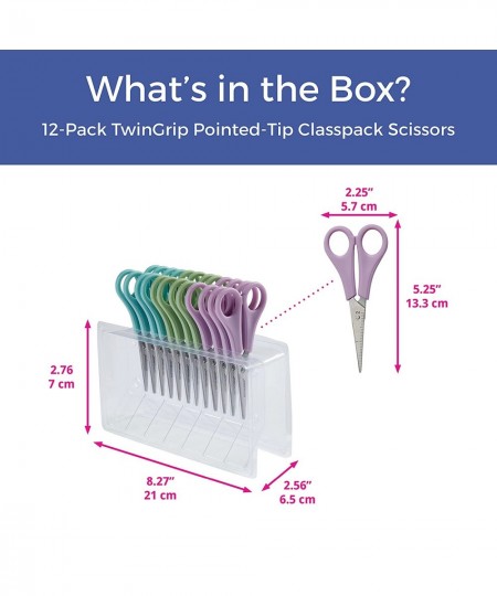 ELR-13215 Cutting Edge TwinGrip Kid's Scissor Classpack for School Classrooms Pointed Tip Assorted $16.63 - Kids' Drawing & W...