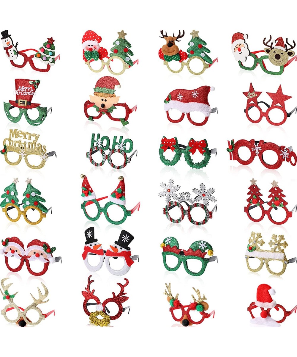 24 Pcs Christmas Glasses Frame Glitter Christmas Party Favor Novelty Holiday Eyewear Xmas Funny Photo Booth (Fresh Style) $59...