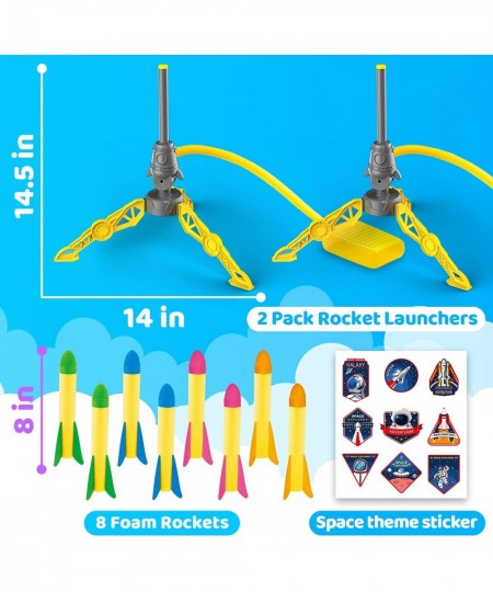 Toy Rocket Launcher for Kids 2 Sturdy Rocket Launchers 8 Colorful Foam Rockets Fun Outdoor Toy for Kids Gift for Boys & Girls...